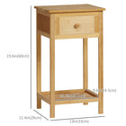 HOMCOM - Table d’appoint - bois naturel - lot de 2-Le tiroir avec poignée et l'étagère ouverte offrent un espace de rangement généreux 