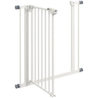 PawHut - Barrière pour animaux de compagnie de 74 à 81 cm de large avec porte, barrière pour chien d'intérieur pour escaliers - Blanche-Largeur réglable, convient à différentes tailles