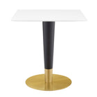 Modway - Zinque 28 po Carré Table à manger, Or Blanc-Table à manger moderne