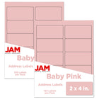 JAM Paper Étiquettes postales, 4 x 2 po, rose bébé, 10 par page, 240 par paquet-Rose bébé