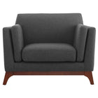 Modway - Chance Tissu rembourré Fauteuil - Gris-Cadre en caoutchouc massif