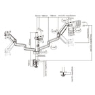 Uplite Support de Bureau Pour Triple Moniteurs Bras Ajustables Et Articulés, Pour 3 Ecrans de 17" - 27"-Conception ultra résistant et lisse avec utilisation de matériaux en aluminium et en acier de qualité supérieure. Le bras a une capacité de poids de 1,5-7kg/3,3-15,4 lbs.