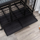 PawHut - Cage pour chien robuste pour très grands chiens, roulettes verrouillables, plateau-Quatre roulettes pour un déplacement facile, dont deux avec frein pour éviter les mouvements involontaires 
