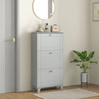 HOMCOM - Armoire à chaussures moderne avec 3 tiroirs basculants pour 12 paires - gris-Design compact adapté aux espaces étroits 