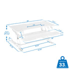 Mount-It! - Convertisseur de bureau debout avec plateau de 38 po, blanc-Dimensions du bureau : 38 po x 19,5 po