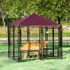 PawHut - Chenil pour chien d’extérieur 4,6 pi x 4,6 pi x 5 pi - rouge-Housse en tissu Oxford à utiliser en été ou lors des journées ensoleillées 