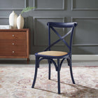 Modway - Gear Restauration Fauteuil d’appoint - Bleu Minuit-Siège en rotin naturel