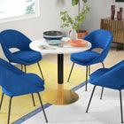 HOMCOM - Table à manger ronde avec plateau effet marbre pour cuisine - blanc-Peut accueillir quatre personnes, convient aux petites cuisines et salles à manger 
