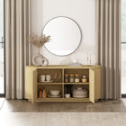 Manhattan Comfort - Olivia 60 po Buffet Moderne - Chêne Naturel-Portes élégantes sans poignées pour un aspect épuré et dégagé