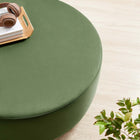 Modway - Tilden Gros velours rond de performance de 38" Rembourré Ottoman - Moss Green Natural-Socle en caoutchouc