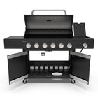 Kenmore - Barbecue au gaz XL à 6 brûleurs avec brûleur latéral - Noir-1 brûleur latéral - rond en acier inoxydable 430 - 13 000 BTU (base du brûleur latéral revêtue de porcelaine, couvercle du brûleur latéral à revêtement en poudre)