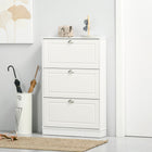 HOMCOM - Armoire à chaussures étroite avec 3 tiroirs basculants pour entrée - blanc-Panneaux de tiroirs traités contre les cloques pour un entretien facile 