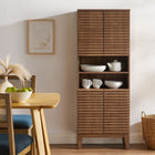 Modway - Render Grand Armoire de rangement de salle de bain in Noyer-Charnières à fermeture douce
