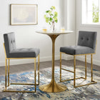 Modway - Privy Acier inoxydable doré Performance Velvet Tabouret de bar - Charbon de bois doré - Ensemble de 2-Tissu polyester doux pour tissu