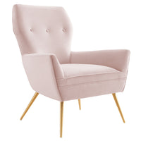 Modway - Renata Bouton touffé Performance Velvet Fauteuil - Rose-Fauteuil rétro glam