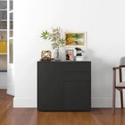 HOMCOM - Buffet latéral à haute brillance 31,1 po L avec 2 tiroirs - noir-Comprend 2 tiroirs, des armoires à 2 portes et un plateau supérieur plat 
