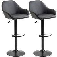 HOMCOM - Tabourets de bar pivotants réglables avec repose-pieds - noir - paquet de 2-Emballé par lot de 2 pour un look coordonné 
