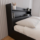 Nexera - Tête de lit de rangement Hunter Queen, Noir-Étagères Doubles : Offre deux étagères pour un espace de stockage supplémentaire sans empiéter sur la surface au sol
