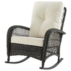 Manhattan Comfort - Fauteuil à bascule de patio traditionnel Fruttuo 75 cm, tressage gris mélangé et crème-Hauteur d’assise : 39 cm