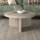 Hudson&Canal - Table basse ron Holm 32" de largeur - Aulne blanc-Finition en blanc aulne aspect bois