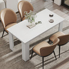 HOMCOM - Table à manger moderne 63 po avec effet bois - blanc-Assemblage facile requis 