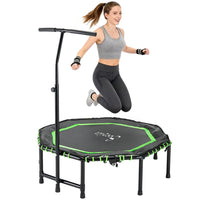 Soozier - Mini Trampoline Silencieux 48 po Avec Barre De Maintien Réglable - Vert-Le guidon en T réglable sur 3 niveaux offre une sécurité accrue pendant les sauts lors de votre entraînement  