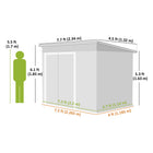 Outsunny - Abri de jardin extérieur 7,5 pi x 4,3 pi, avec portes verrouillables, gris foncé-La construction en acier galvanisé assure durabilité et résistance aux intempéries 
