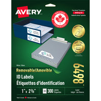 Avery 6498 Étiquettes d'adresse amovibles, blanches, laser/jet d'encre, 2-5/8" x 1", 300/pqt-Enlevez, réutilisez ou déplacez facilement!