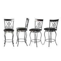 Homy Casa - Tabourets de Bar Pivotants Classiques 26" avec Similicuir Noir - Paquet de 4-Design élégant: Cadre en métal noir avec dossier décoratif, parfait pour les environnements classiques ou contemporains.