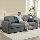 HOMCOM - Canapé 3 places avec assise profonde - gris foncé-Revêtu d’un tissu en faux lin respirant et doux pour la peau pour un confort toute l’année 