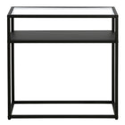 Hudson&Canal - Table d'appoint rectangulaire Ada 24 po de largeur - Bronze noirci-Le plateau de la table est en verre trempé transparent, l'étagère est en acier massif