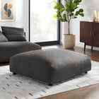 Modway - Solace Modulaire Tissu rembourré Ottoman - Charbon de bois-Rembourrage en mousse dense