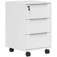 HOMCOM - Classeur vertical à 3 tiroirs pour documents format lettre/A4 avec serrure - blanc-Le système de verrouillage centralisé des tiroirs garde les documents sûrs et sécurisés avec un seul tour de clé 
