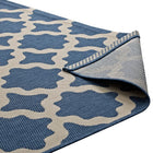 Modway - Cerelia Treillis marocains intérieurs et extérieurs Tapis de comédie 8 pi l x 10 pi L - Bleu et beige-Haute densité / Tissé à la machine