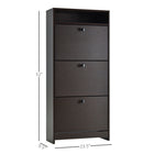 HOMCOM - Armoire à chaussures étroite avec 3 abattants et étagère ouverte - café-Design compact, adapté aux petites entrées, couloirs ou tout espace étroit 