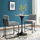 Modway - Privy Acier inoxydable noir Tissu rembourré Tabouret de comptoir - Noir Gris clair - Ensemble de 2-Tissu polyester doux pour tissu