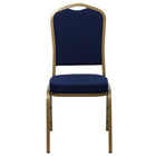 Flash Furniture – Chaise banquet empilable Hercules, dossier couronne, tissu bleu marine à motifs, châssis doré, 4/pqt-Coussin de siège épais de 2,5 pouces