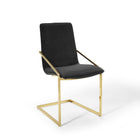 Modway - Pitch Performance Velvet Fauteuil à manger Ensemble de 2 - Or Noir-Revêtement en velours de performance