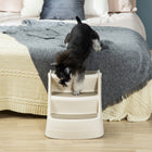 PawHut - Escalier pliable pour animaux 3 marches pour petits avec marches antidérapantes - crème-Dimensions totales : 19,3 po L x 15 po l x 15 po H (49 x 38 x 38 cm) 