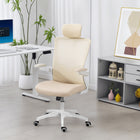 HOMCOM - Chaise de bureau ergonomique avec repose-tête réglable - beige-Hauteur d’assise réglable et fonction d’inclinaison pour un confort optimal 