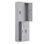 Ceha - Série RH, batterie de 2, casier 2 niveaux avec aérations à persiennes - poignée encastrée, gris clair-Rangement sécurisé avec ventilation avant à fentes améliorée