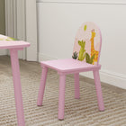 Qaba - Ensemble table et chaises pour enfants, table et 2 chaises avec motif animal, mobilier d’activité pour enfants - rose-Design léger, facile à déplacer  
