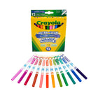 Marqueurs lavables à trait fin ultra-propres Crayola, ensemble de 12-Les marqueurs non toxiques les plus lavables au monde, avec une formule ultra-propre qui se lave facilement de la peau et de la plupart des vêtements et murs peints