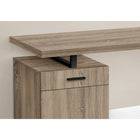Monarch Specialties - 7764 Bureau 48 po L - Taupe Fonce Orientation Gauche Ou Droite-Poignées de tiroir, support de bureau et pied en métal robuste en forme de U finis en noir contrastante
