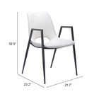 Zuo - Desi Chaise de salle à manger - Blanc - Ensemble de 2-6