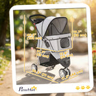 PawHut - Poussette pour animaux de luxe à 3 roues avec frein, auvent, porte-gobelets - gris-Structure solide résistant à l'usure quotidienne 
