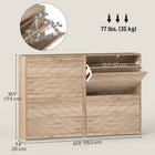 HOMCOM - Armoire à chaussures mince avec 4 tiroirs rabattables pour 12 paires - chêne-Conception anti-basculement pour une sécurité accrue 
