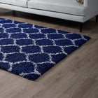 Modway - Solvea Treillis marocain Tapis 5 pi l x 8 pi L Shag Area - Marine et Ivoire-100% polypropylène