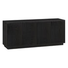 Hudson&Canal - Meuble TV Hanson pour téléviseurs jusqu'à 65 pouces - Grain noir-Comprend deux portes avec armoires fermées et 2 étagères pour un grand espace de rangement