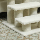 PawHut - Escalier pour animaux à 3 marches, poteau à griffer recouvert de tapis - beige-Matériau : Panneau de particules, polaire berbère 
